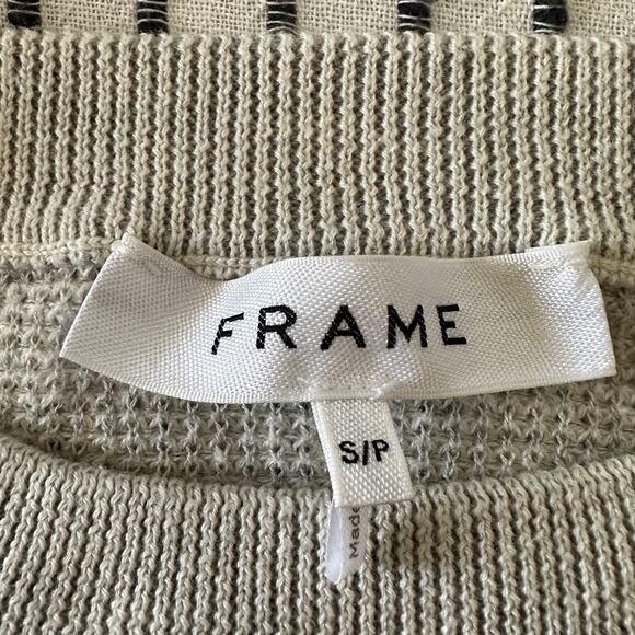 FRAME | Beige Waffle 70s Short-Sleeve Wool & Silk Sweater - Size Small - Picture 4 of 4